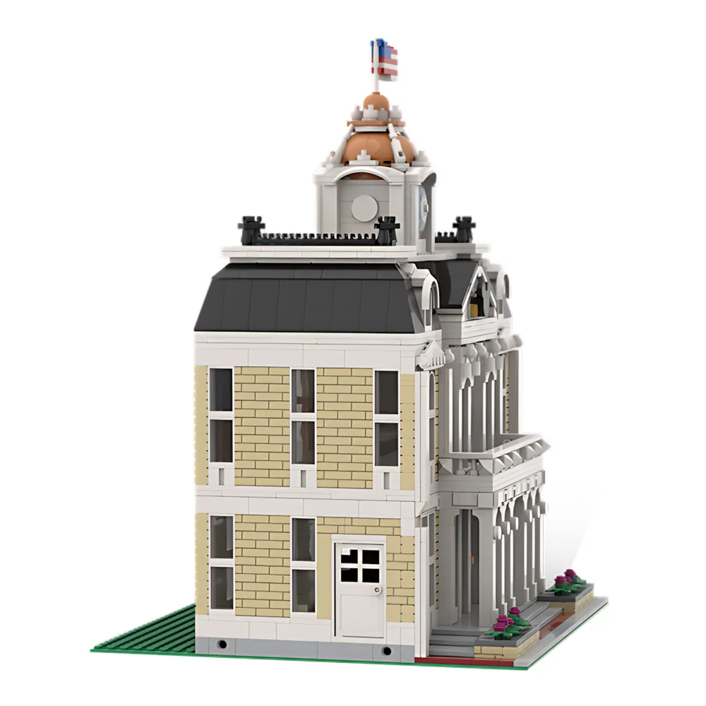 

MOC City Hall Bricks USA Deluxe Main Street City Hall Architecture Building Blocks Model Assembly Toys Kids DIY Birthday Gifts