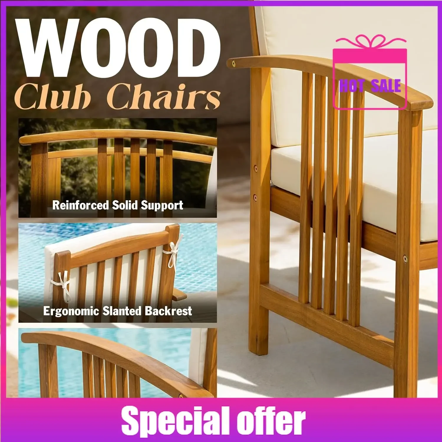 

Набор клубных стульев Favorite Wood 2 с торцевым столиком