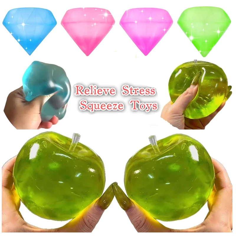 Pelota Antiestrés de Manzana Verde, Juguete Sensorial Suave para TDAH y Autismo, Juguete de Compresión de Rebote Lento para Adultos y Niños, Regalo de Navidad