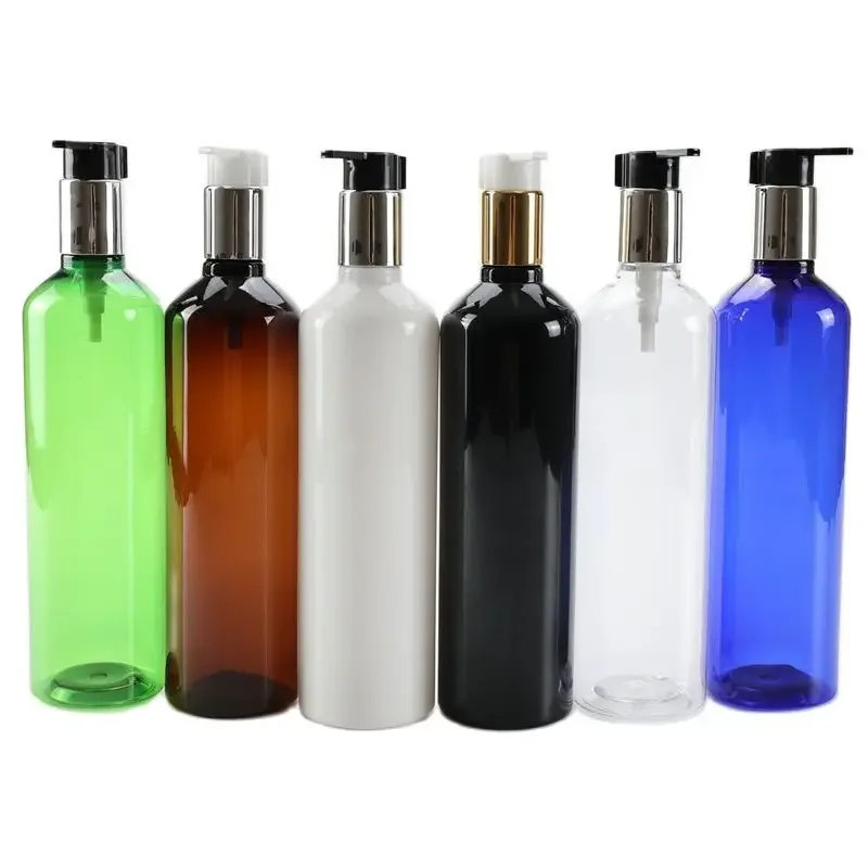 

New Arrival 500ml x 10 Plastic Bottle With Anodized Aluminum Lotion Pump Liquid Soap Shampoo Empty Cosmetic Packaging Containers