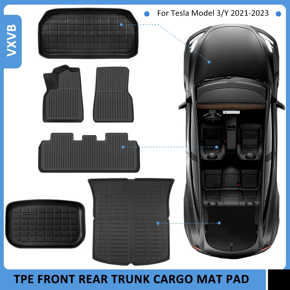 2023 Front Rear Trunk Cargo Mat For Tesla Model 3 Y 2021 2022 Trunk Mats Back Luggage Storage Protection Pad Accessories