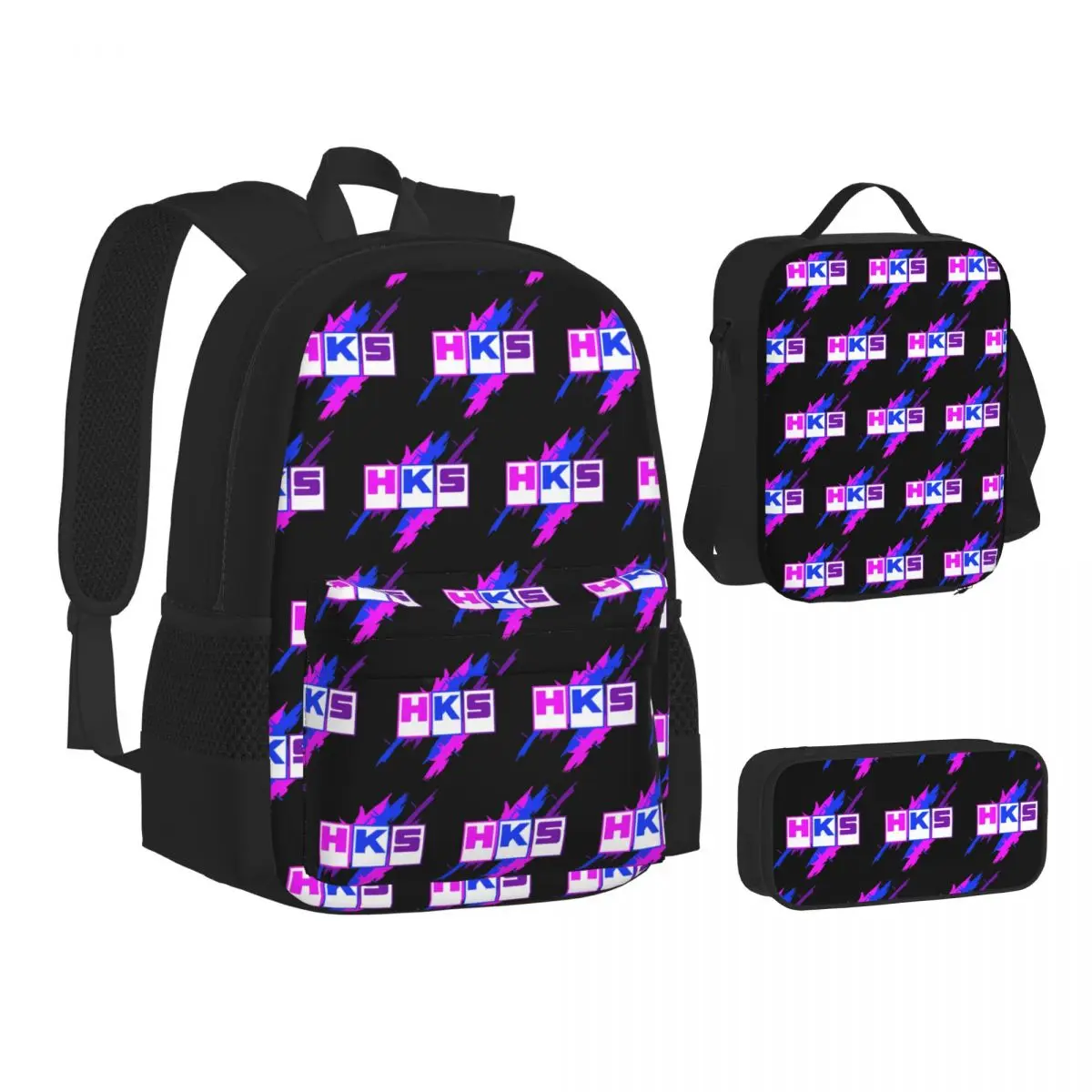 

HKS Logo Car JDM Backpacks Boys Girls Bookbag Children School Bags Kids Rucksack Lunch Bag Pen Bag Three-Piece Set