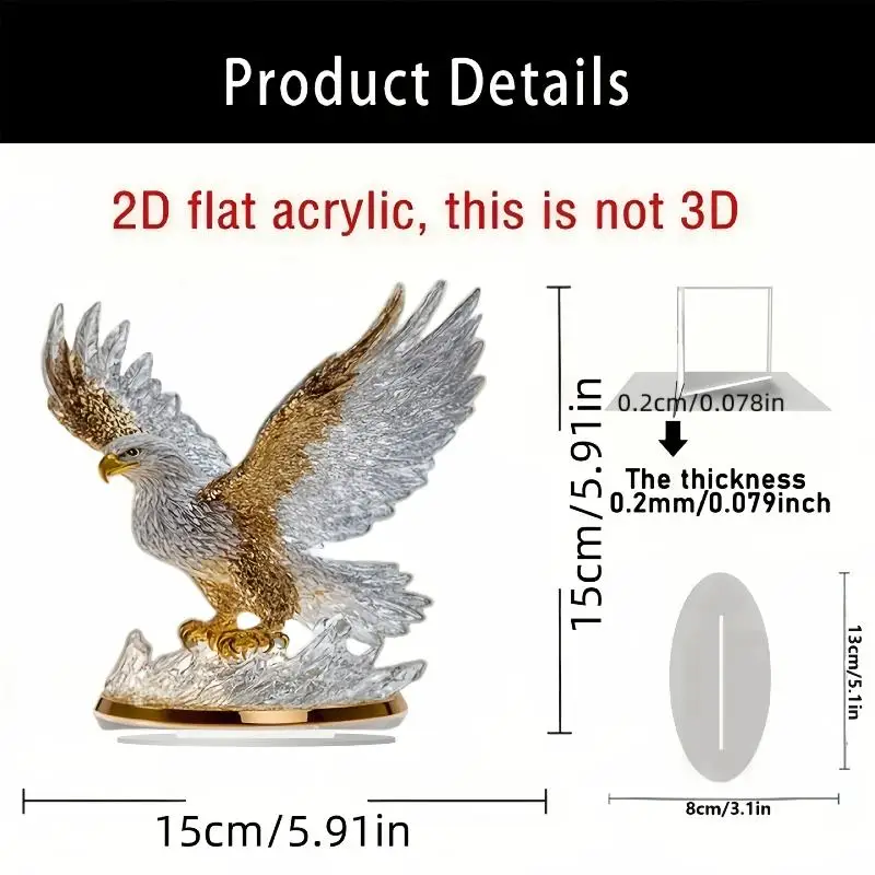 1Pcs And Halloween Gifts Flapping Eagle 2D Table DecorationModern Animal Vase Figurine Acrylic Flat Ornament For Home Christmas