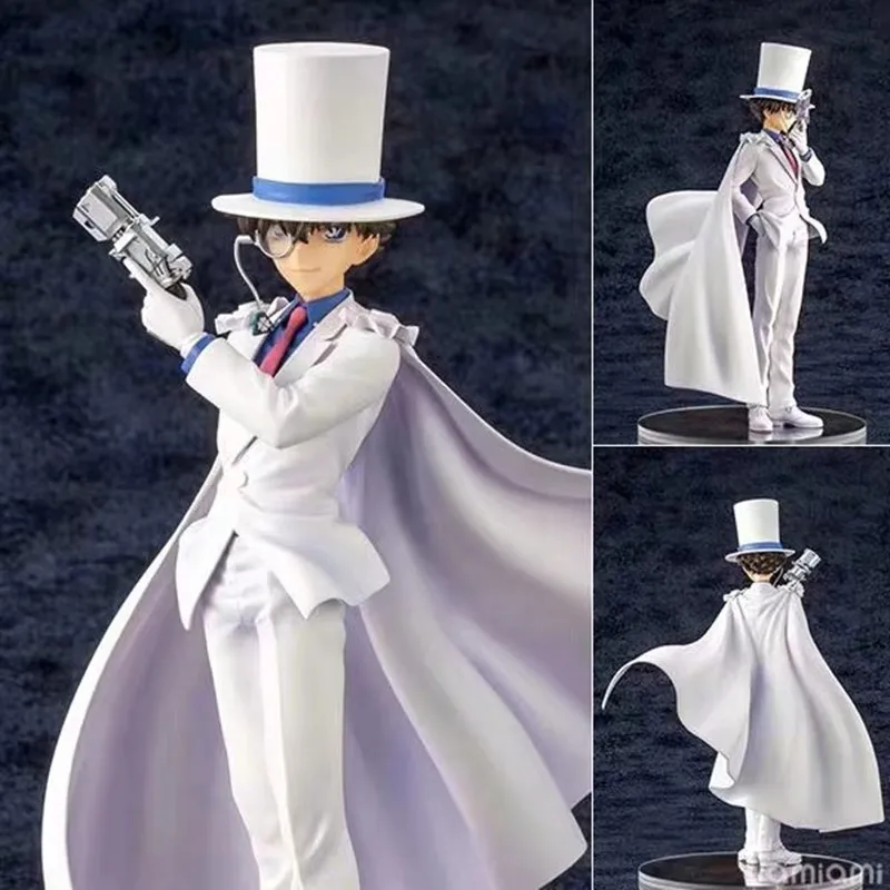 25cm Detective Conan Kaitou Kidd Kuroba Kaito White Dress Standing Posture Anime Figures Collect PVC Ornaments Model Toys Gift