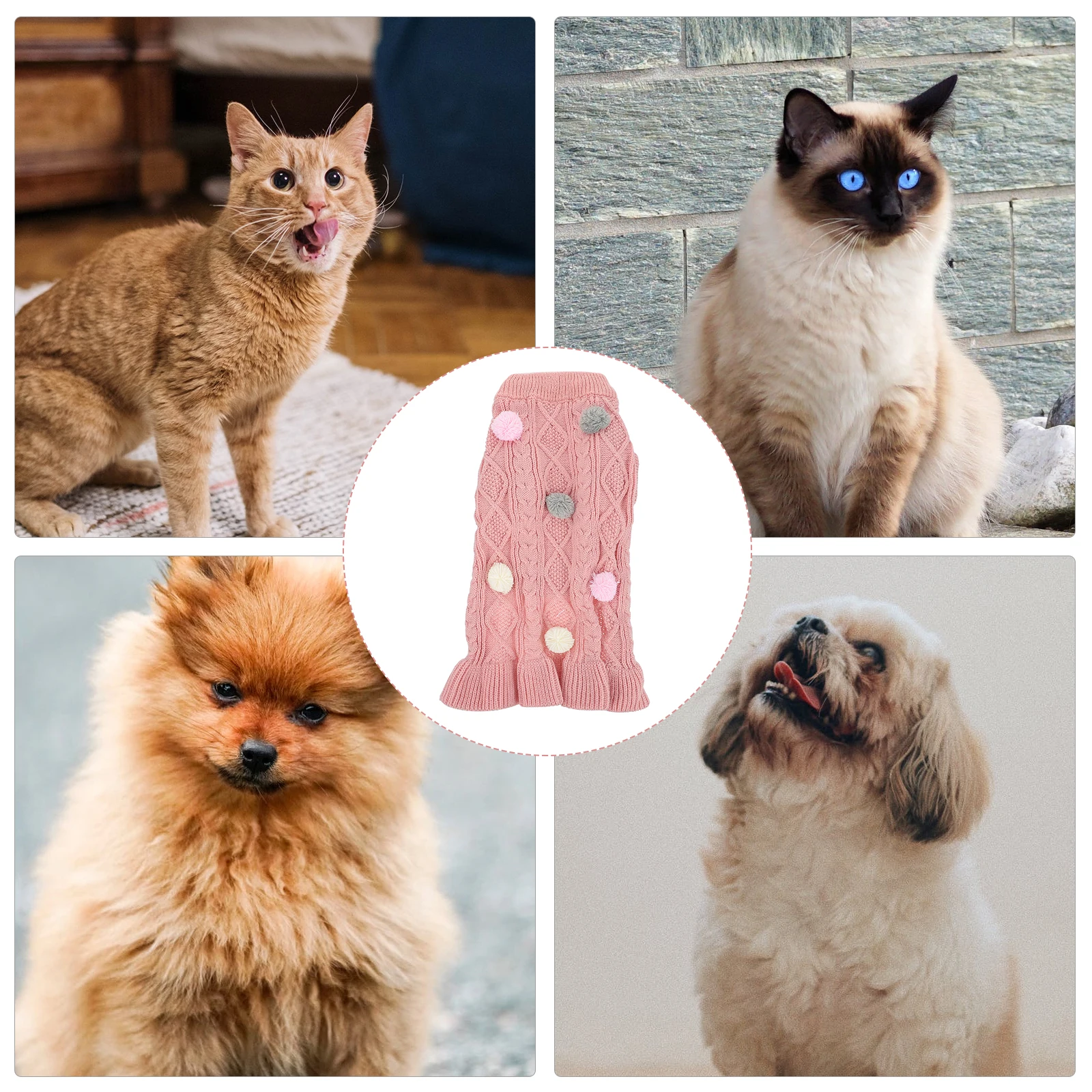 

Acrylic Pet Sweater Winter Knitted Clothes Comfortable Dogs Cats Skirt Reusable Durable Birthday Party Pet Supplies