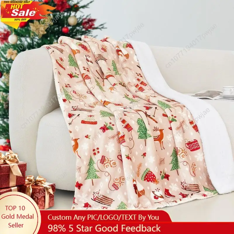 

Christmas Throw Blanket Flannel Fleece Elegant Comfort Reversible with Festive Holiday Patterns Soft Custom blankets