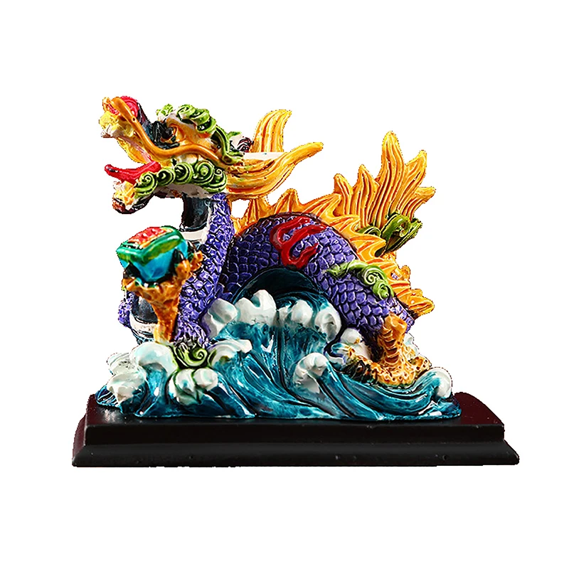 Resina drago cinese retrò Feng Shui Mini scultura animale 2024 regalo mascotte drago di capodanno