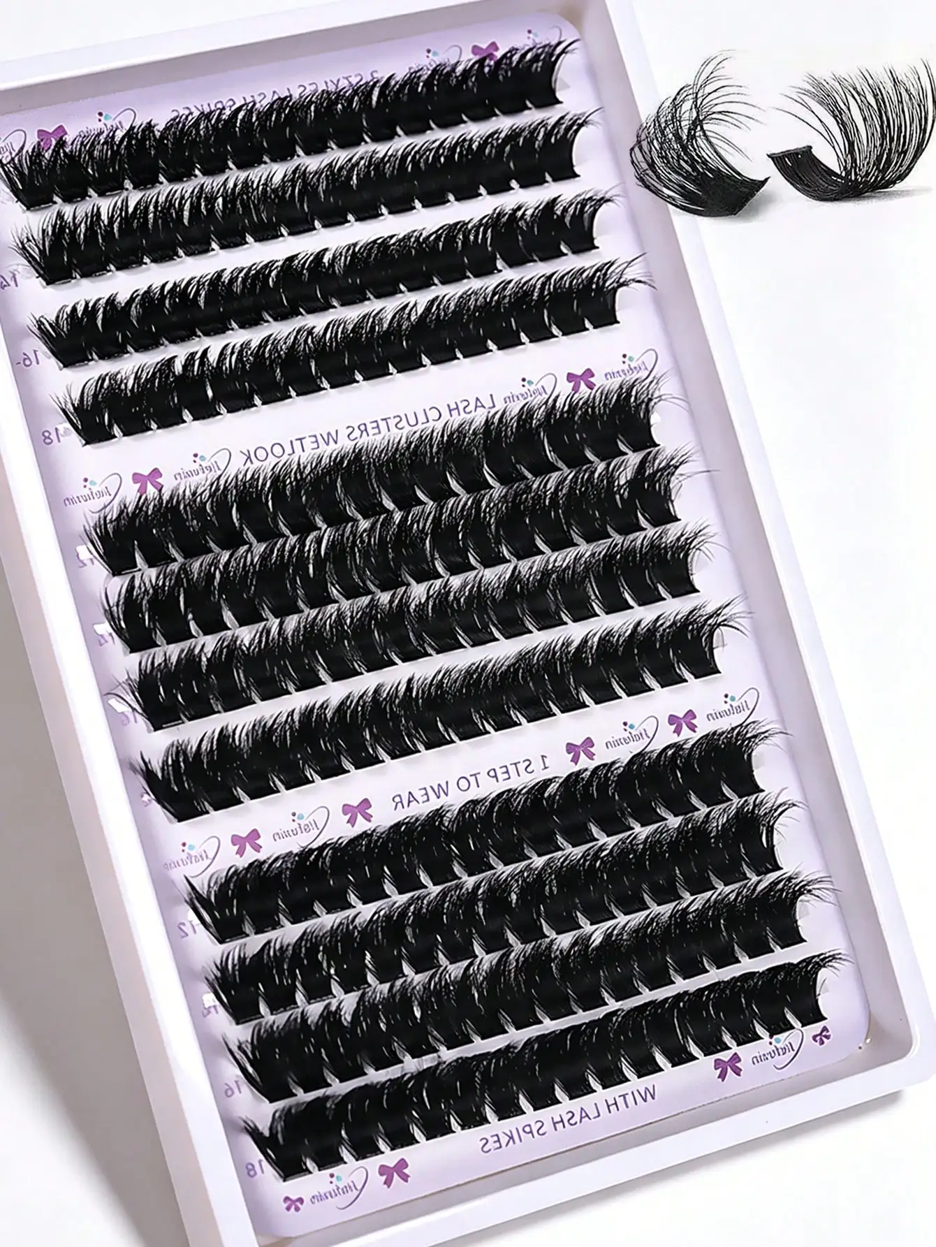 8D Dicke Flauschige DIY Wimpernbüschel 12 Reihen 80D Lange D-Curl Spike Wimpern Gemischte Länge Wiederverwendbare Segmentwimpern für Heim-Make-up – Detail 3