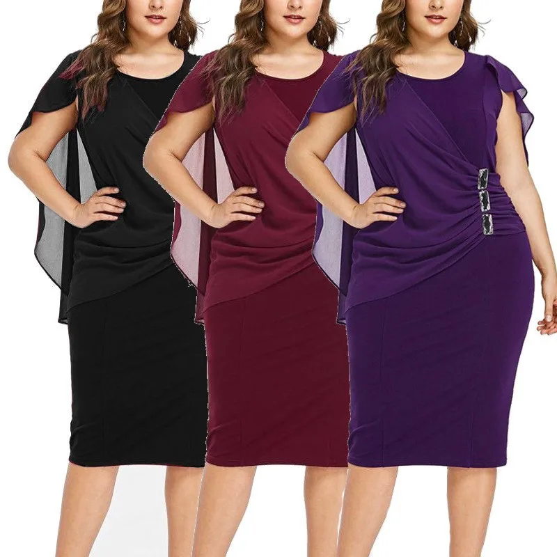 

Dresses O Neck Women Dress Party Dress Vestidos Knee Length Sexy Wrap Buttocks Sheath 2025 Summer Patchwork Slight Strech