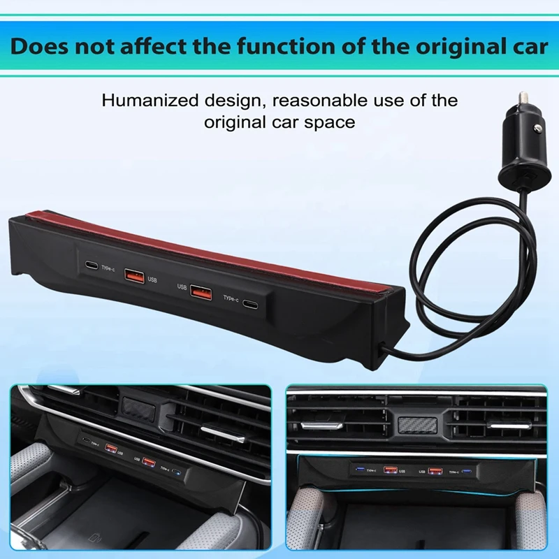 Car USB Type-C Splitter Adapter Fast Charger Shunt HUB Docking Station For JETOUR Traveler T2 2023