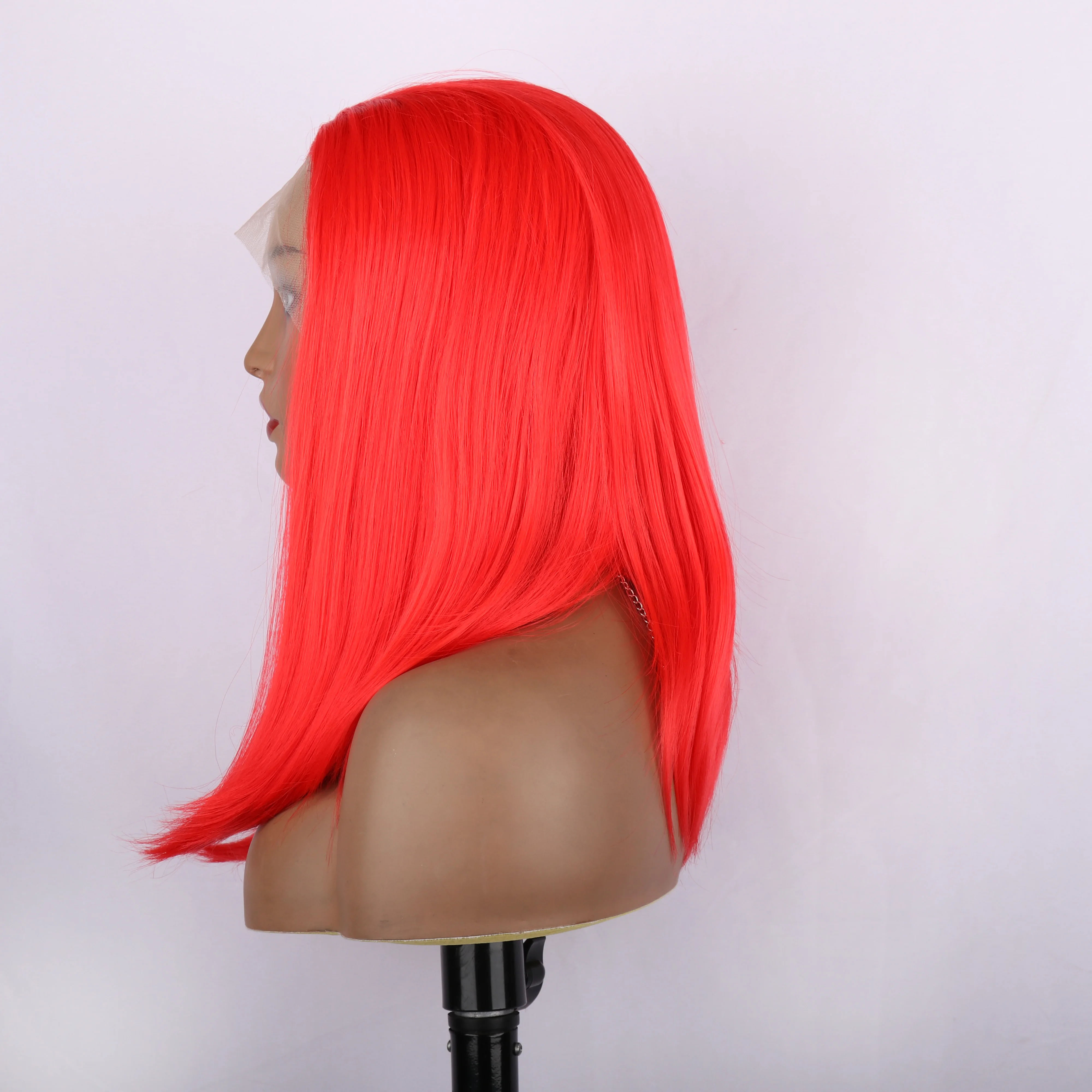 Oley Wig lurus modis renda sintetis Wig depan renda wanita oranye Wig renda 13X3 untuk wanita hitam rambut Cosplay penggunaan sehari-hari