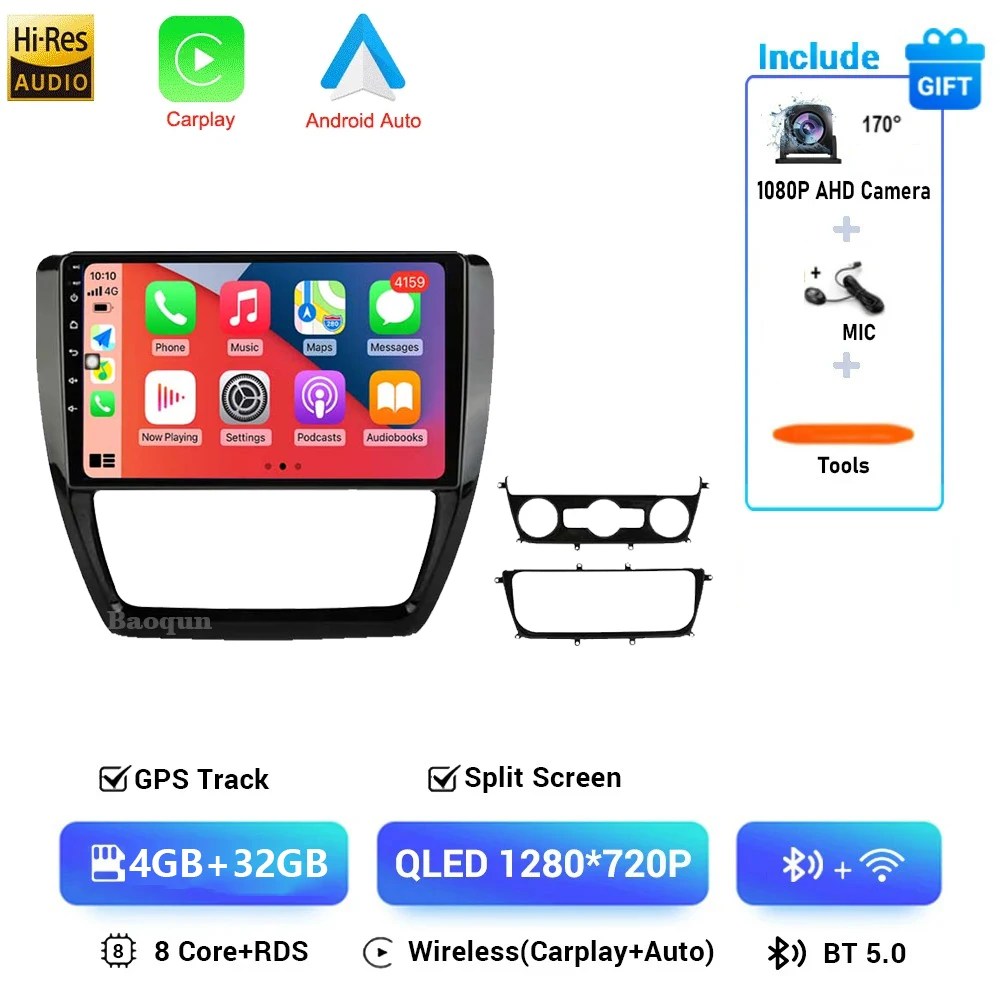 Voor Volkswagen Jetta 6 2011-2018 Android 16 Carplay Auto 4G + WIFI GPS Autoradio Navigatie multimedia Video Player Stereo BT