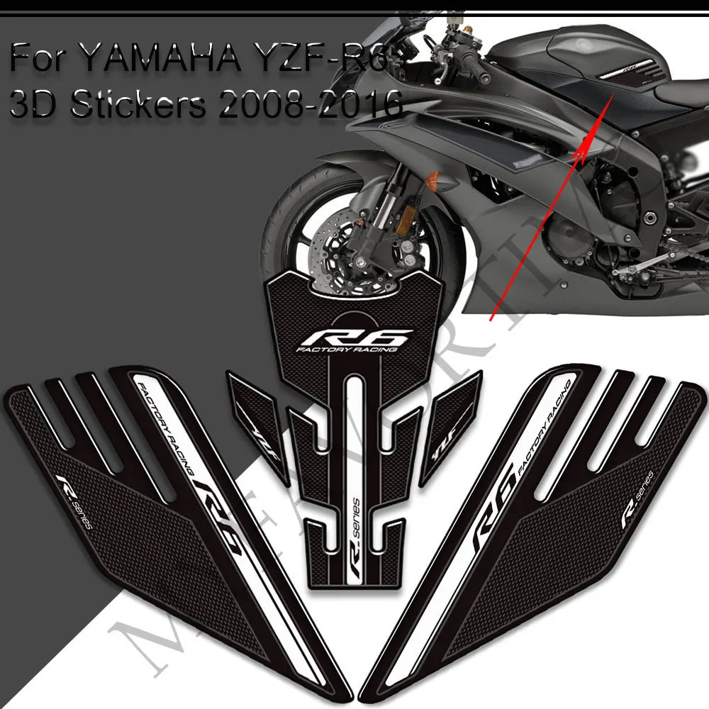 Aufkleber für Yamaha YZF-R6 yzf r6 yzfr6 Schutz Aufkleber Tank Pad Griffe Gas Heizöl Kit Knie 2008-2012 2013 2014 2015 2016