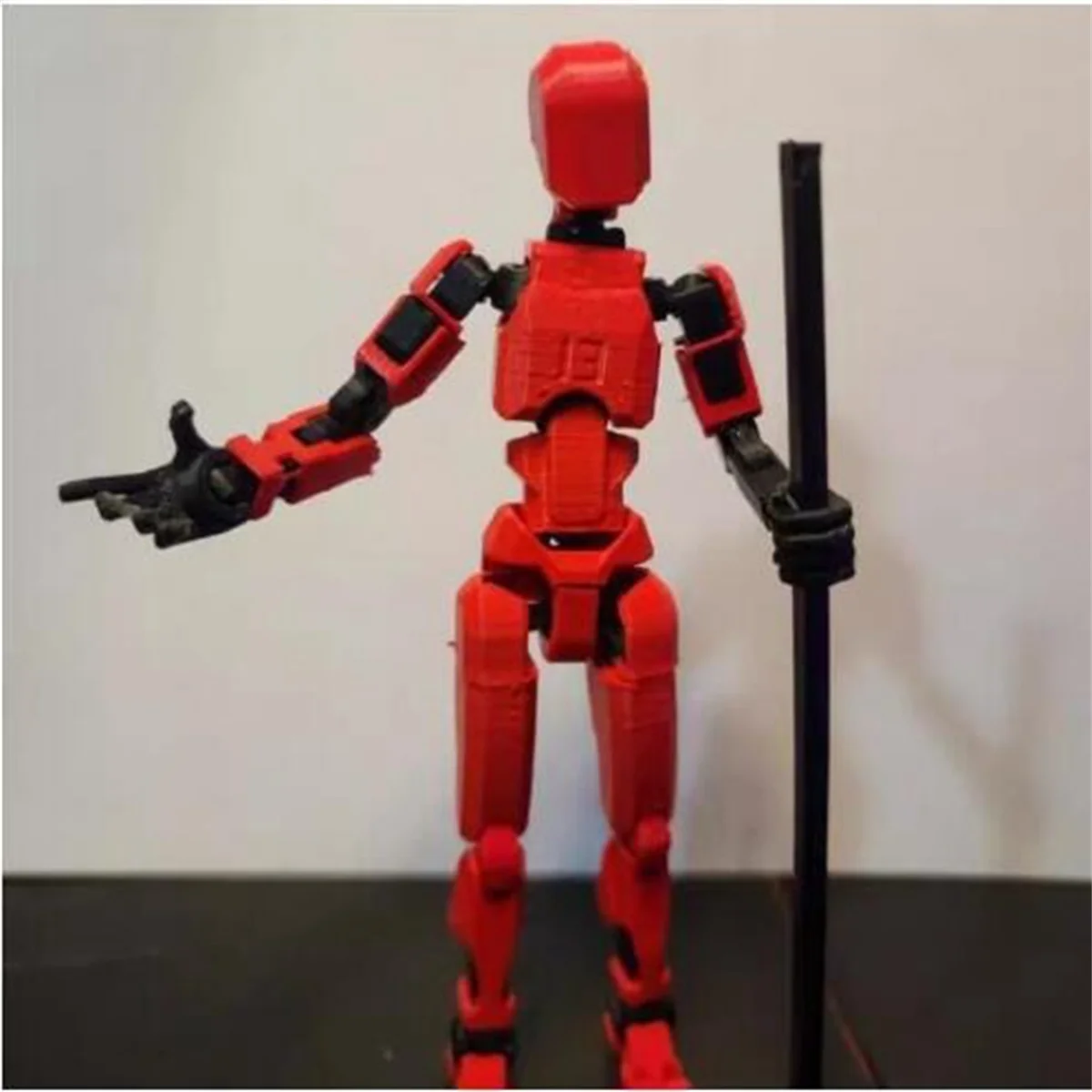 Robot Action Figure, 3D Printed with Full Articulation for Stop Motion Animation Red