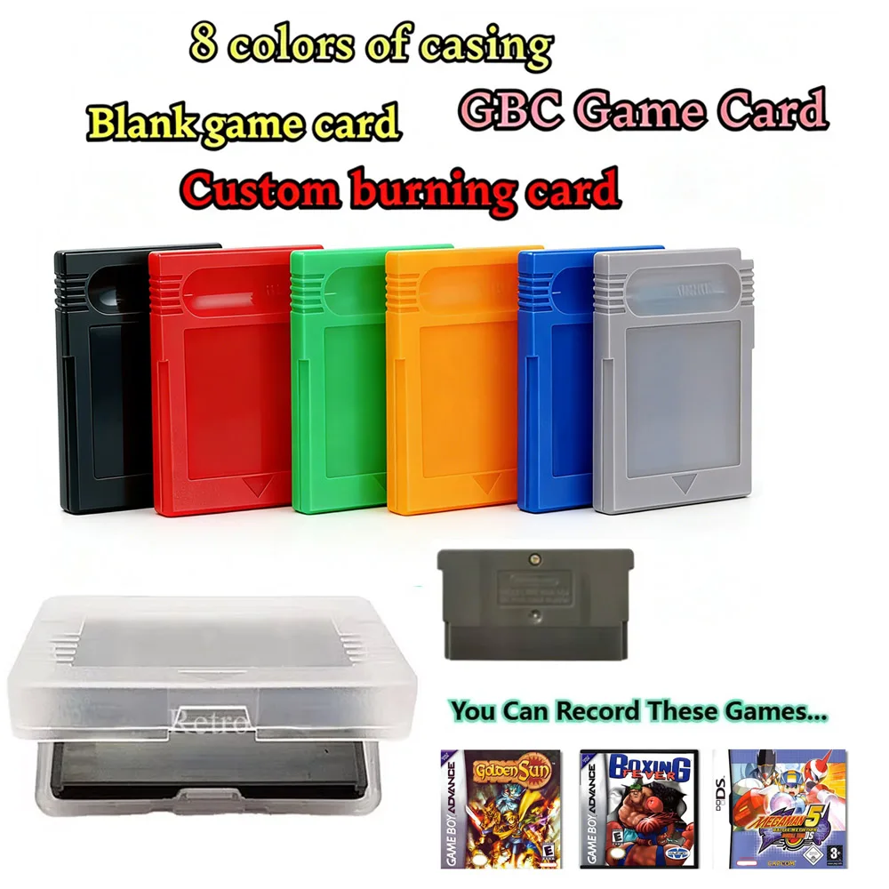 ▶GBC Game Card Blank No Content Game Card Custom Burning Game Content No Manual No Battery Multicolored Shell