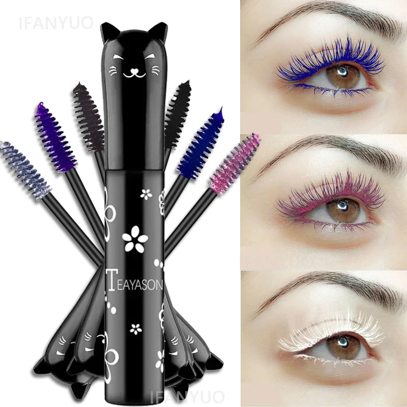 6-Farben-Mascara, wasserfest, schnell trocknend, Wimpernverlängerung, blau-weiße Mascara, einfach aufzutragen, nicht verschmierend, langanhaltendes Make-up