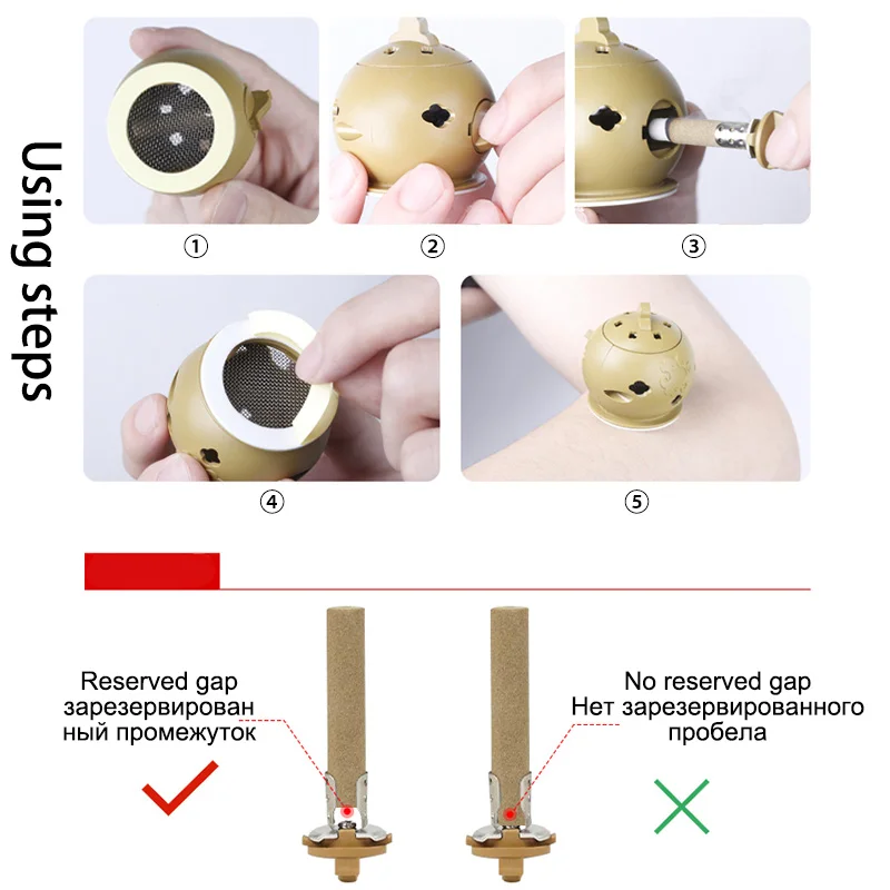 Moxibustion Box Mugwort Tube Moxa Sticks Mini Pot Burner Acupuncture Point Warm Massage Therapy Joint Pain Relief Health Care