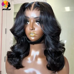 Perruque Bob Lace Front Wig Body Wave Naturelle, Cheveux Courts, 13x6, Pre-Plucked, Transparent, Bon Marché