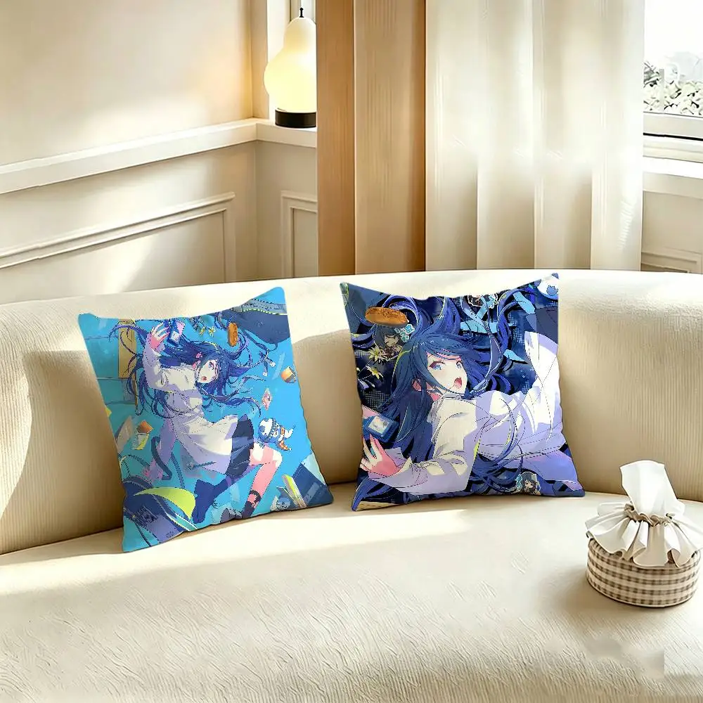 P-Project SEKAI Polyester Printed Pillow Cover Square 30 35 40 45 50 55 cm Soft for Sofa Bed Car Home Decor