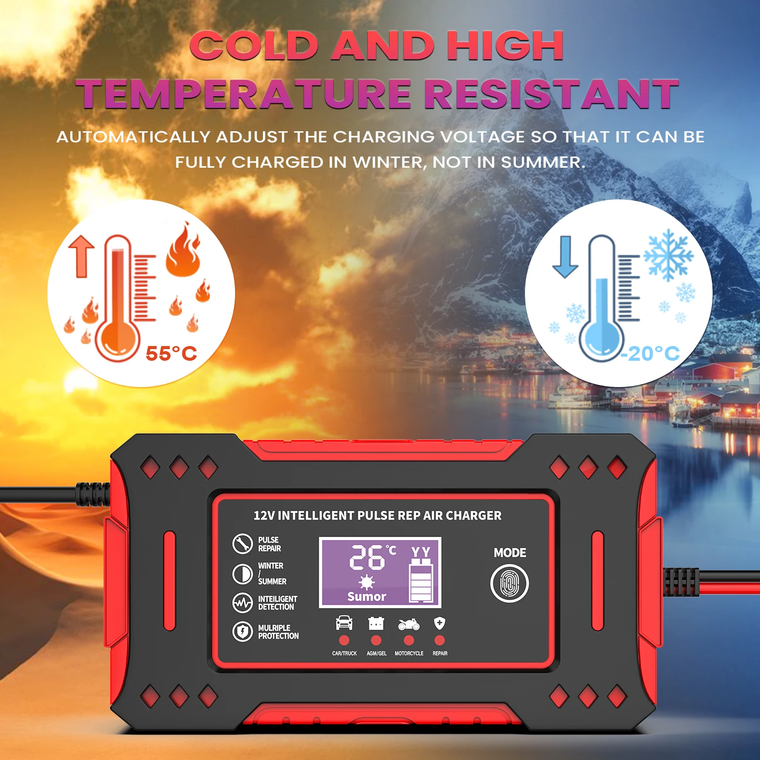 12V Battery European Standard Charger, delivering a stable 6A output current for efficient charging without damaging the battery