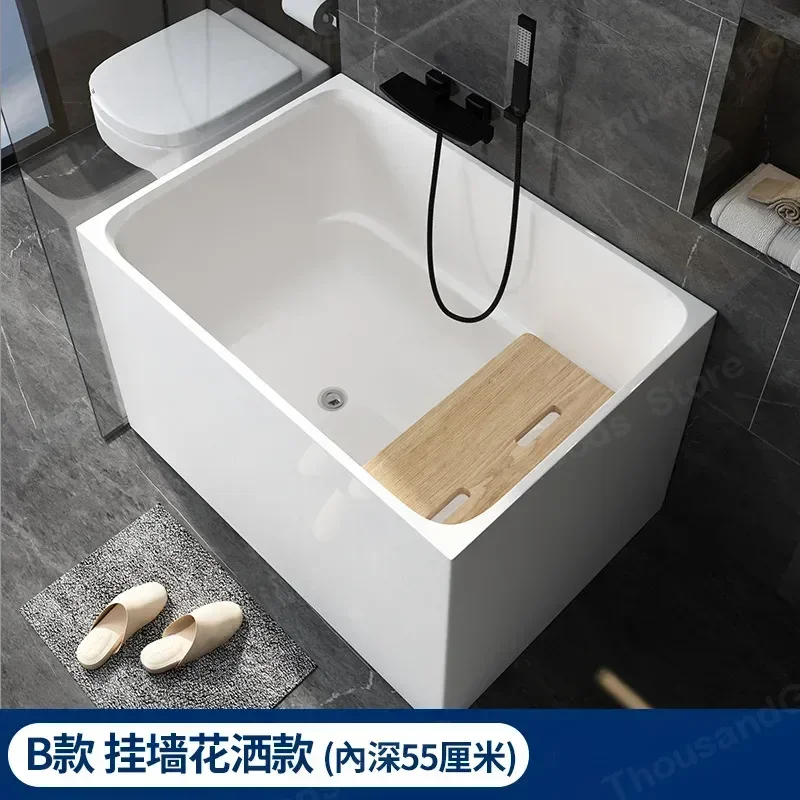 For Acrylic square Japanese small unit bathtub with detachable seat plate, inner depth 60/55cm, mesh red deep bubble bathtub