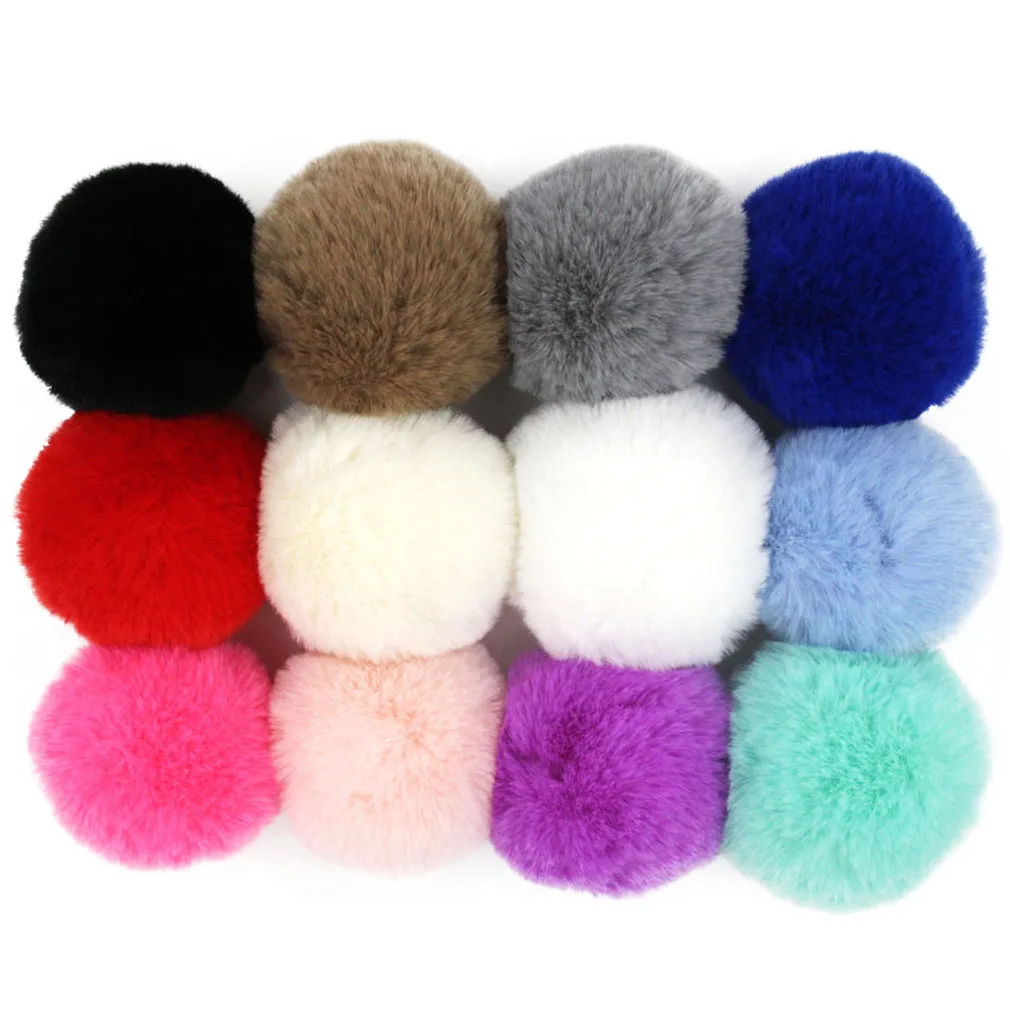 

DIY 12 шт. милые помпоны из искусственного меха рекс 6 см для вязания шапок аксессуары ручной работы меховой шарик брелок аксессуары