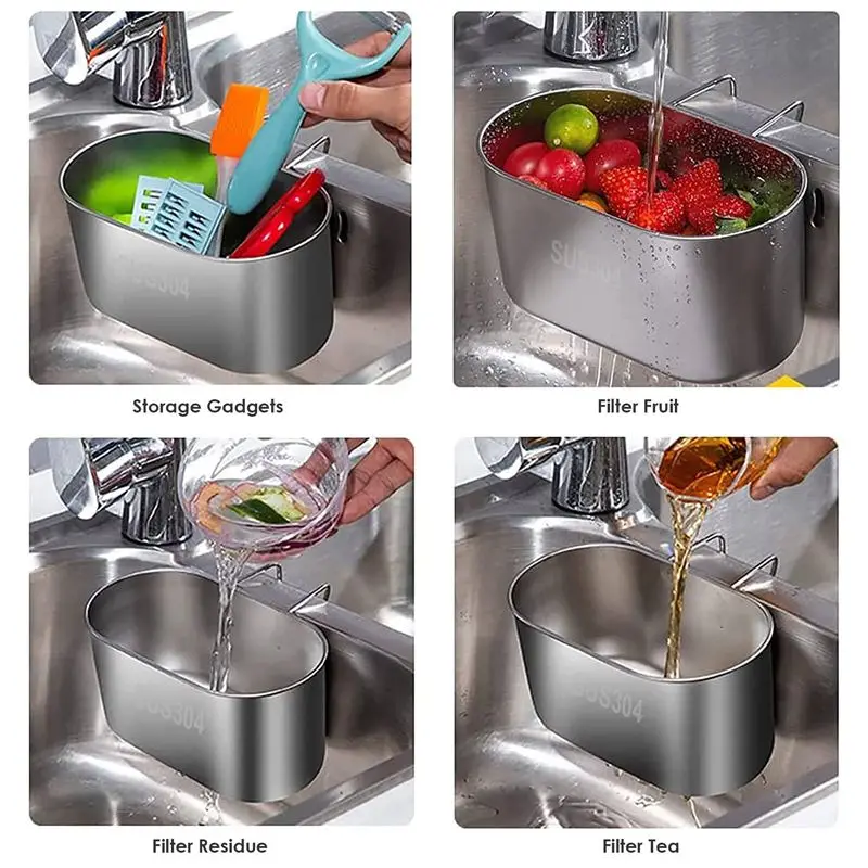

AEE6-304 Stainless Steel Kitchen Sink Drain Basket, Dishwashing Sink, Hanging Garbage Water Filter Rack, Filter Rack