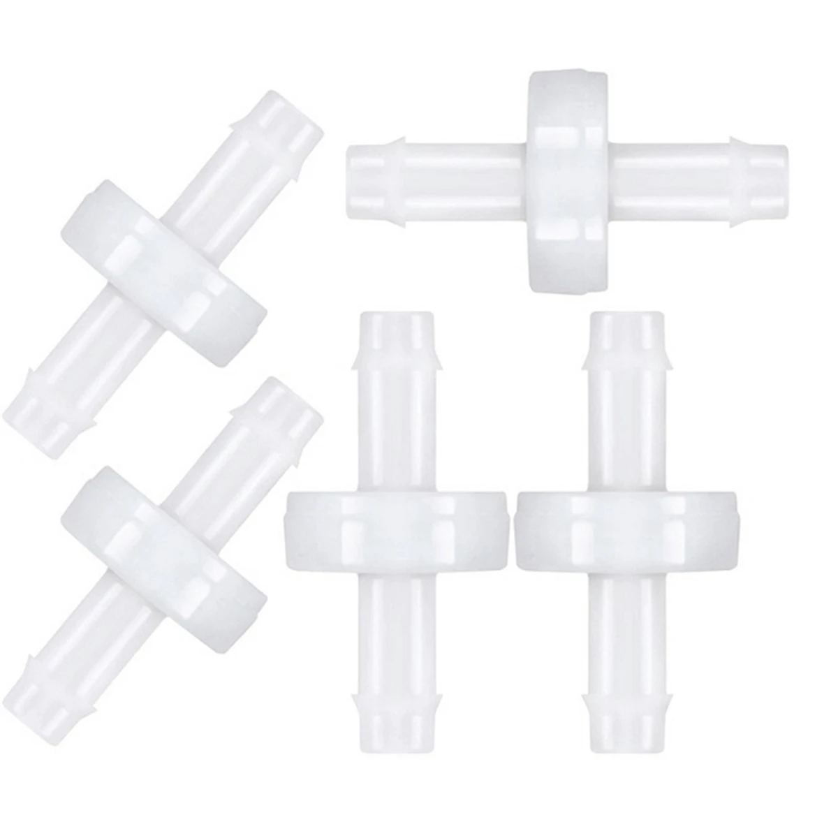 5Pcs Check Valve PVDF Wear-Resistant One-Way Check Valve for Fuel Gas Liquid Air 1/4 Inch 6 mm