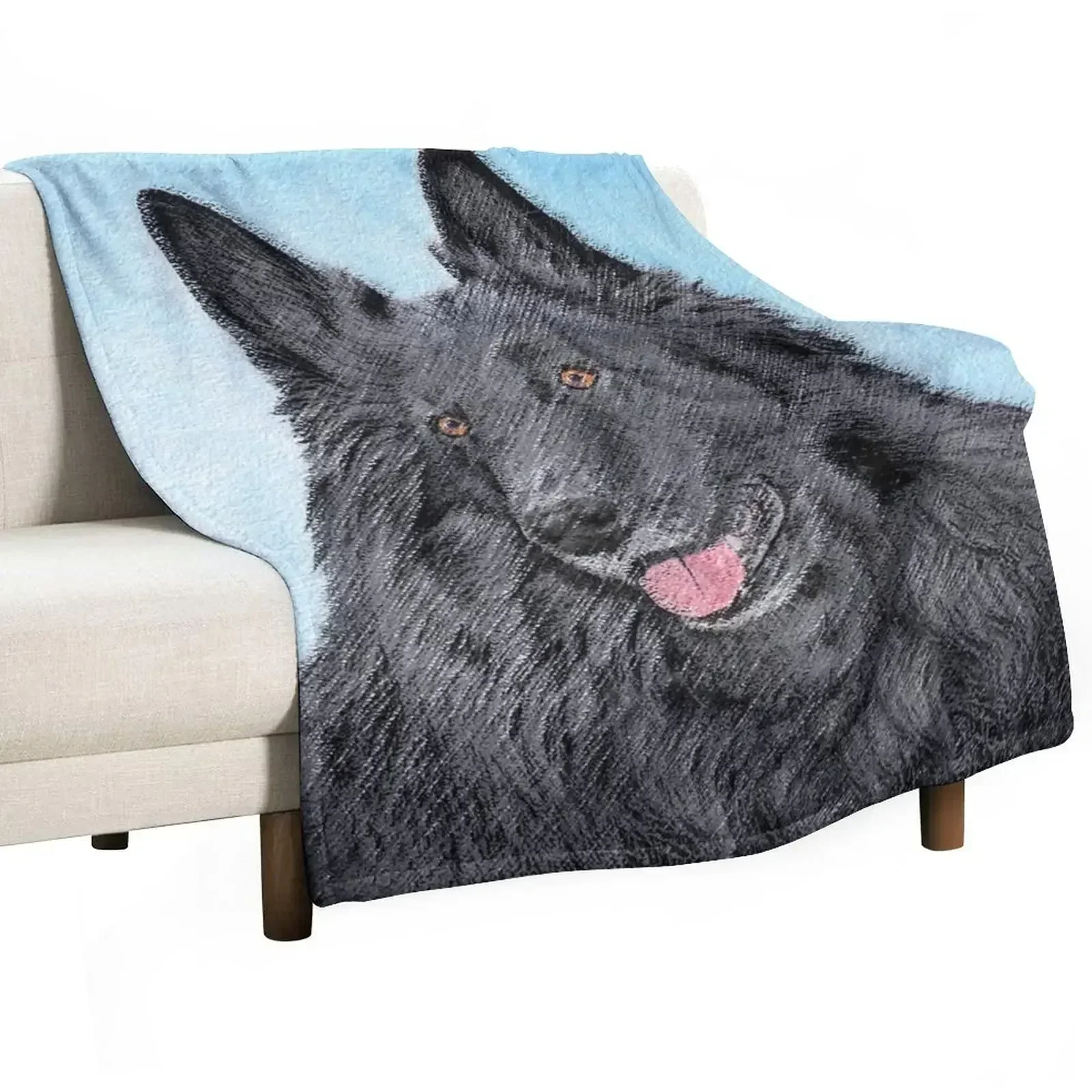 Belgian Sheepdog Painting - Cute Original Dog Art Throw Blanket Sofa Throw Luxury Thicken Sofa Quilt Moving Blankets