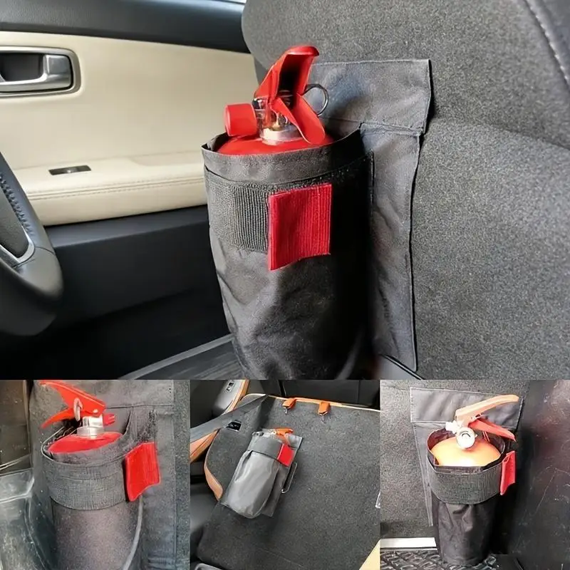 1pc Car Fires Extinguisher Organizer Durable Trunk Storage Bag And Seat Back Bracket For Storing FireExtinguishers In Vehicles - view 5
