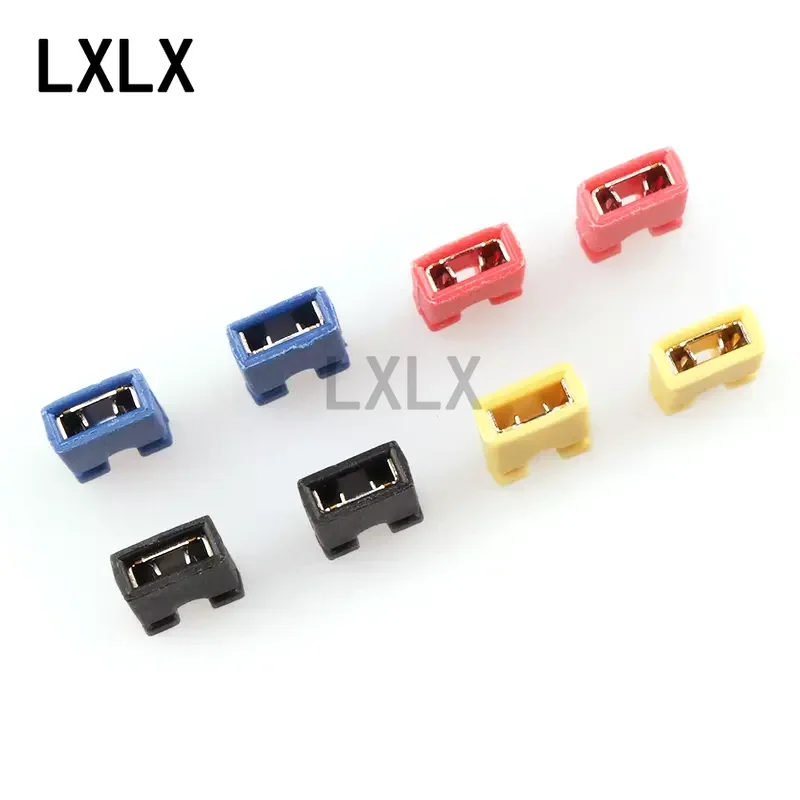 100PCS jumper cap Spacing 2.54MM Black yellow blue Red white Short circuit block pin long handle cap Connector cap