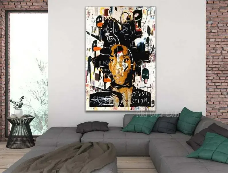 Portrait Of Jean Michel Modern Art Print Canvas Print Street Doodle Painting Wall Decor