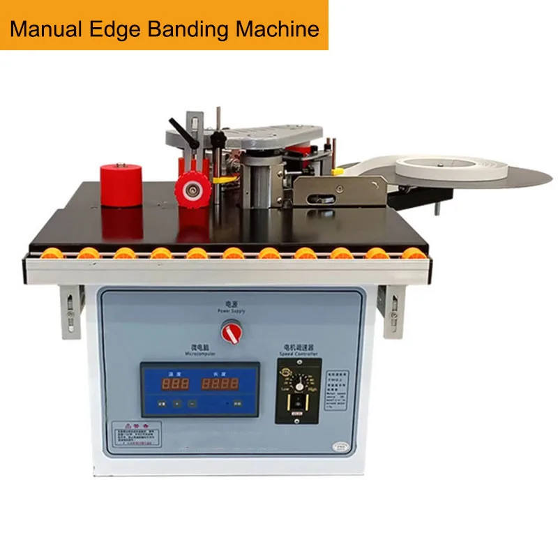 

Small Manual Woodworking Edge Banding Machine 1200W Double Side Gluing Portable Edge Bander Automatic Belt Breaking 220V