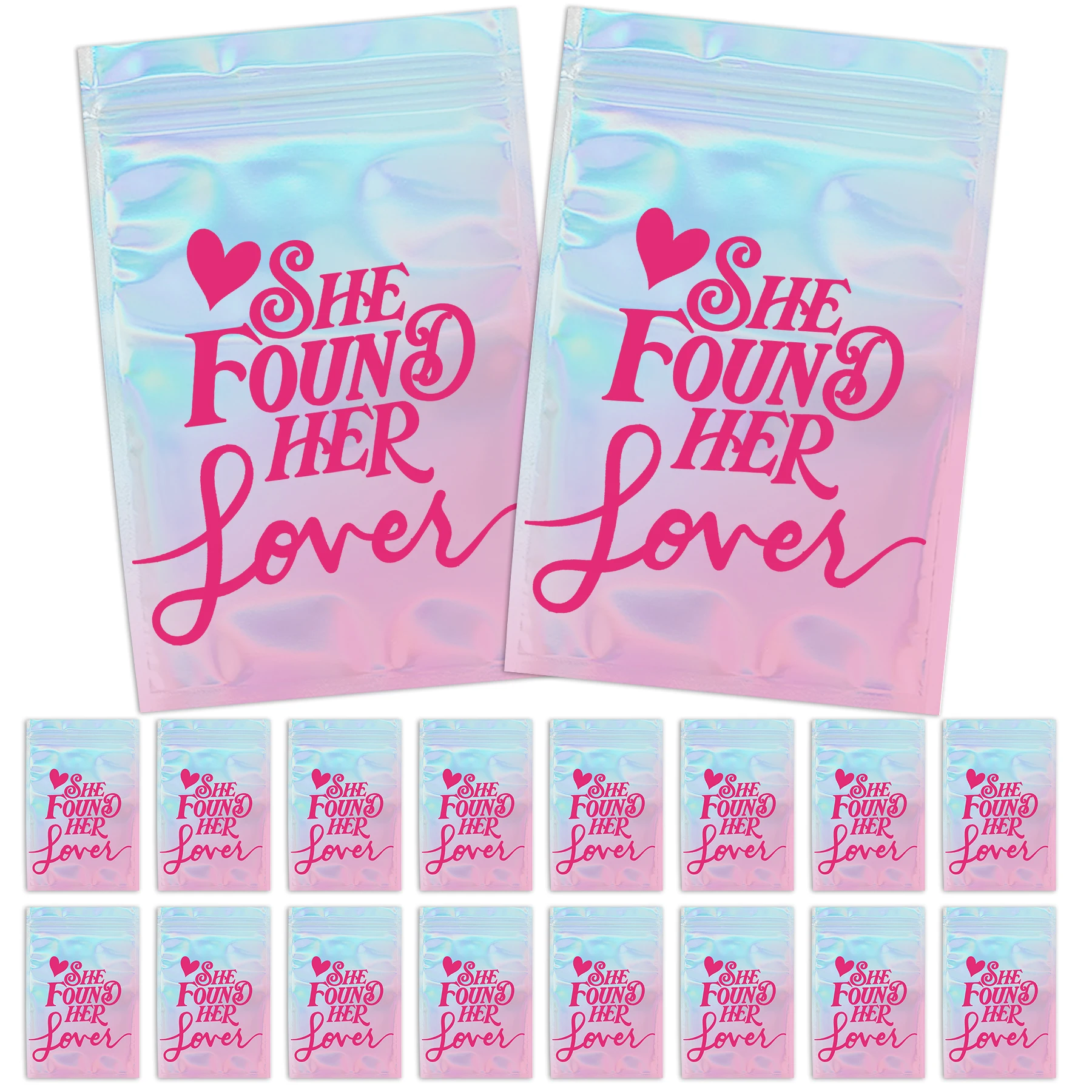 10PCS/Set, Gradient Pink She Found Her Lover Laser Bags Set, Music Theme Party Hangover Gift Bags