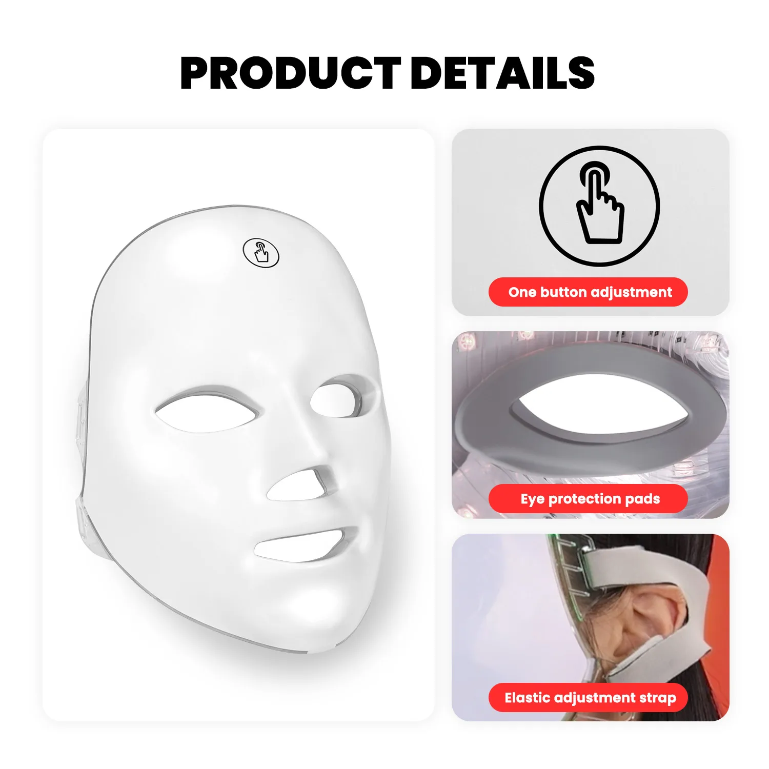 7-kleuren led-gezichtsmasker met nek rood lichttherapiemasker voor huidverstrakking Lifting Anti-aging Bio-Light Beauty Whitening Home