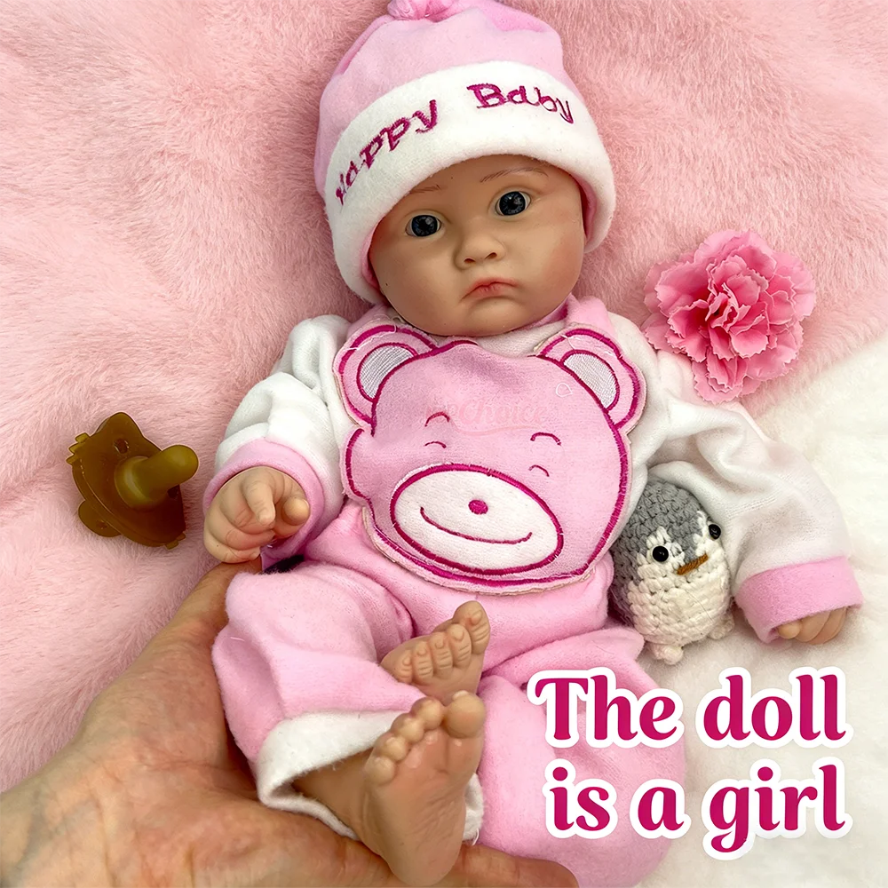 

18" Ultra-Soft Silicone Reborn Baby Doll Blue Eyes Lifelike Weighted Reborn Baby Girl DIY Painted Newborn For Doll Enthusiasts