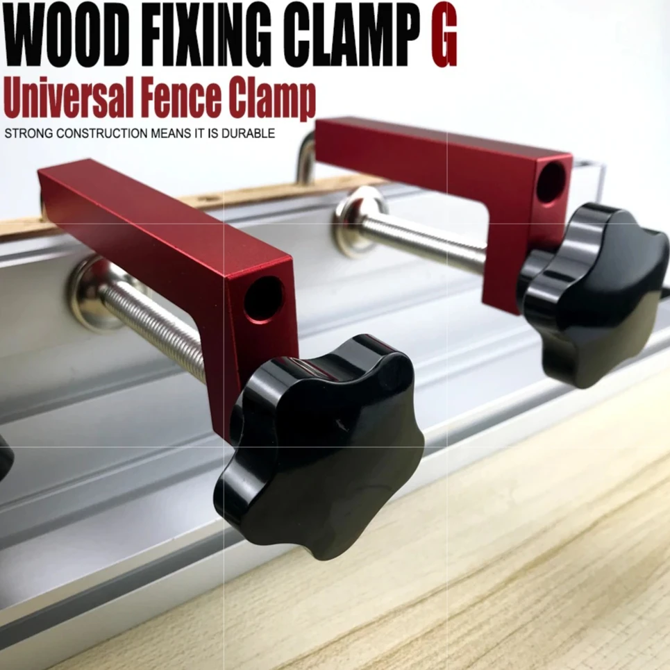 مشبك سياج من سبائك الألومنيوم لأعمال النجارة، تركيبات على شكل حرف G قابلة للتعديل للتثبيت السريع والأمان على طاولات العمل والإطارات