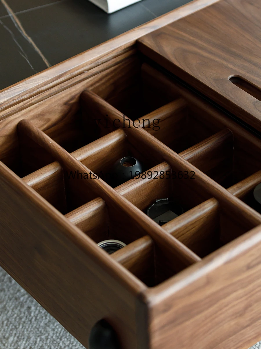 

Black Walnut Wooden Tea Table TV Cabinet Unit Modern Minimalist Living Room Small Square Table