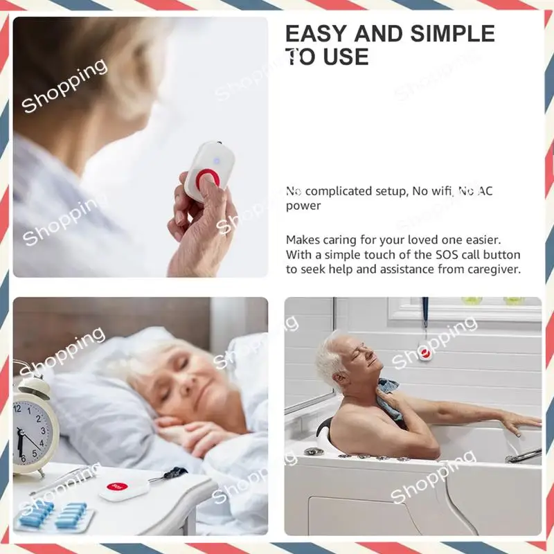 

M20K Q26 Беспроводной умный дверной звонок Уход Дверной звонок Устройство аварийного вызова для пожилых людей Пейджер для кормления Пейджер для кормления SOS Сигнализация