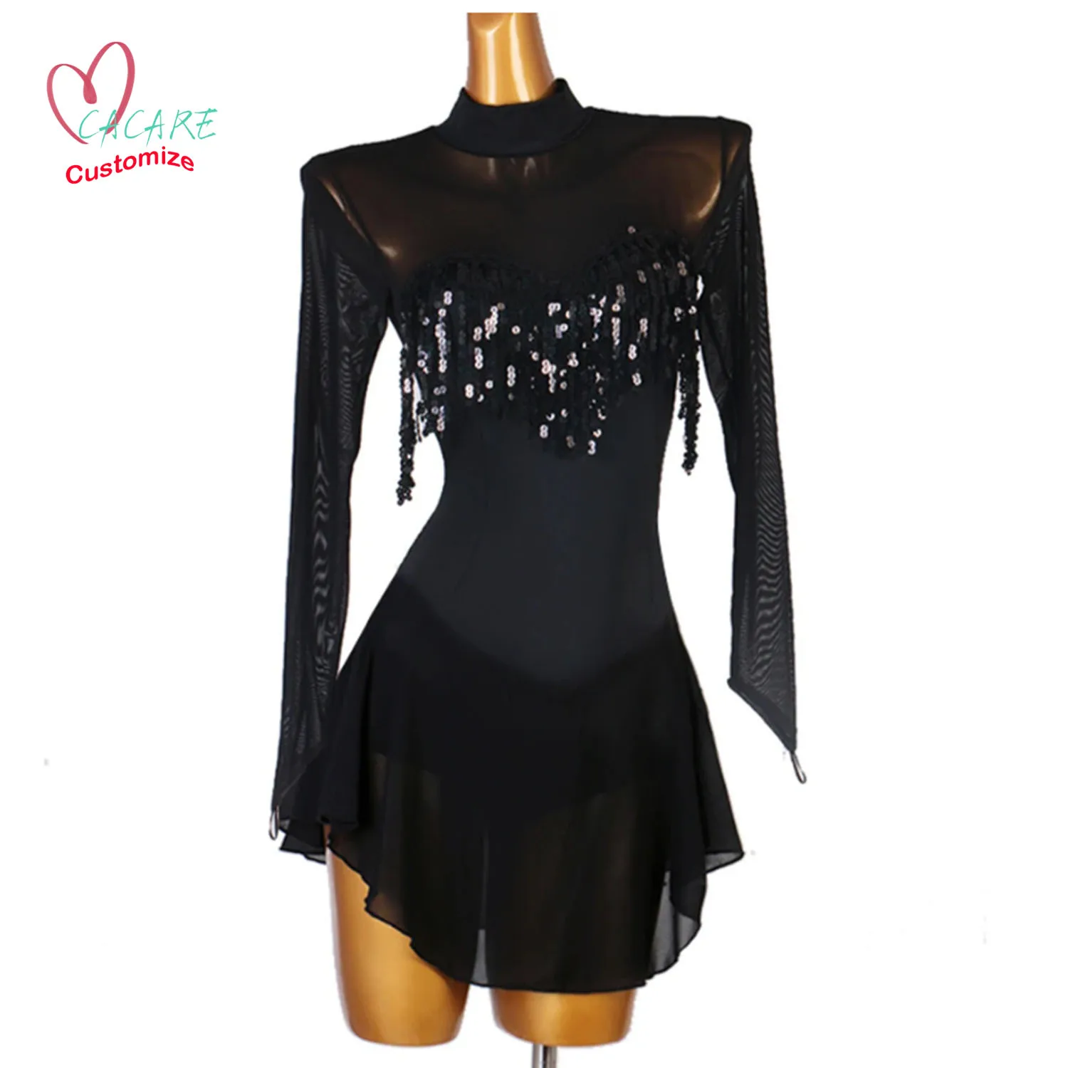 Customize Artistic Akating Mesh Girls Figure Skating Dress Women Clothing Ice Skating Dresses Stage Costume 0876