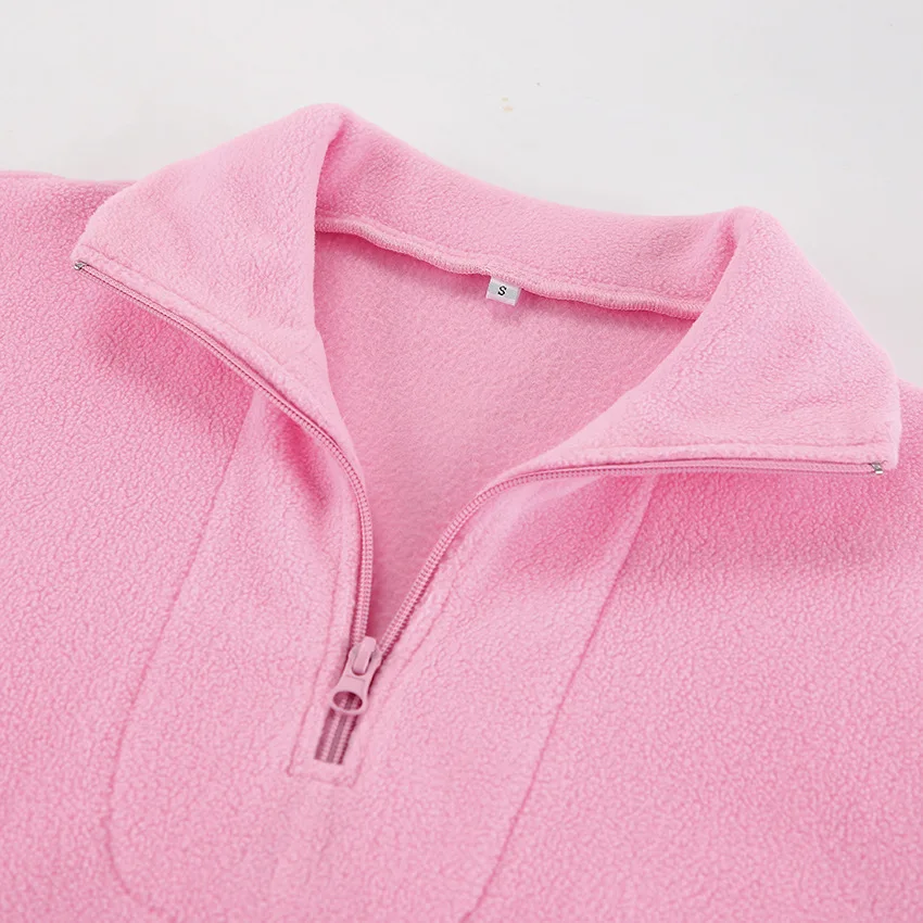 Tossy Fleece Half Zip Sweatshirt Long Sleeve Mock Neck Drop Shoulder Ribbed Cuff Ribbed Hem Oversized Daily Street Sweatshirt