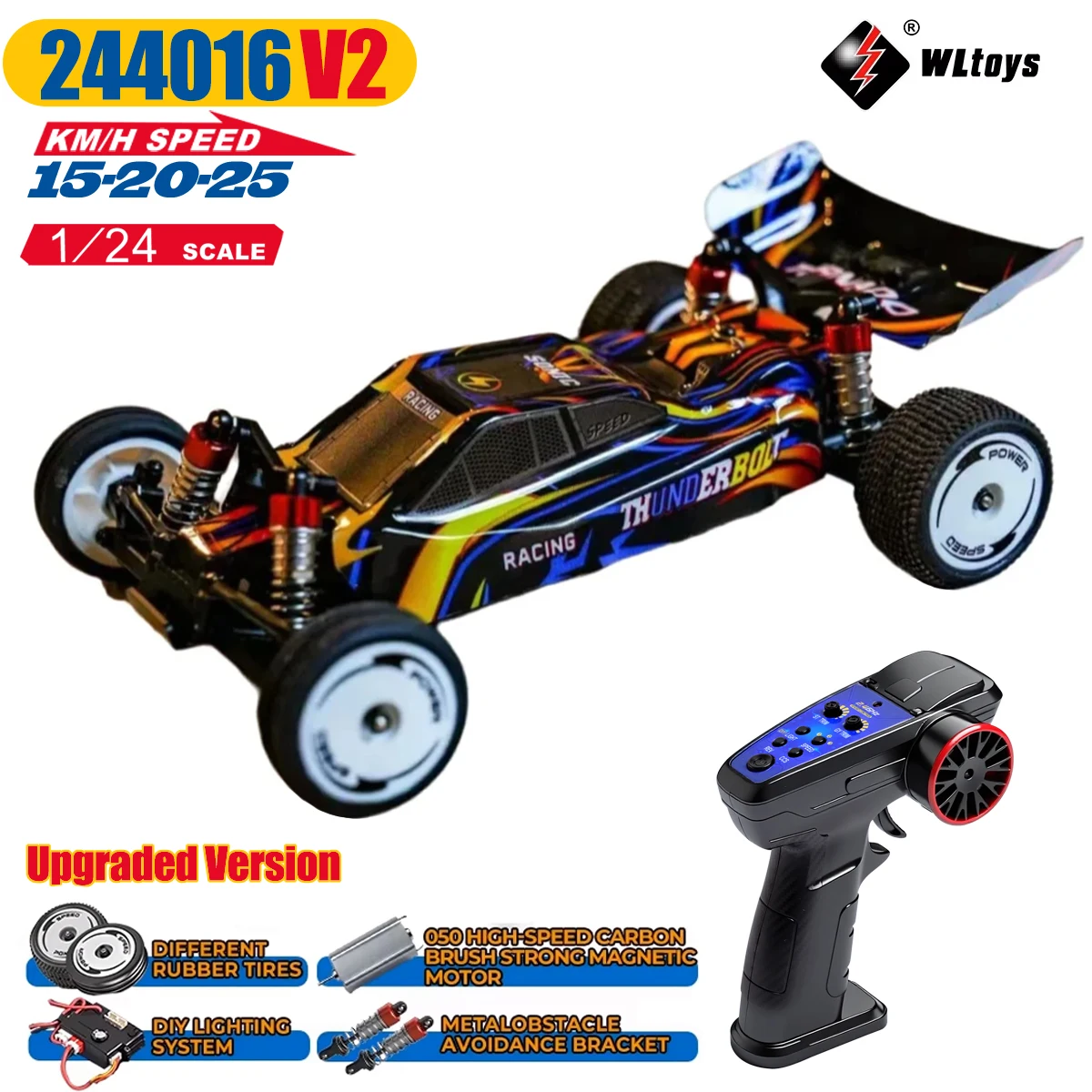 

2026 New WLtoys 244016 V2 High Speed RC Drift Racing Car 2.4G 2WD 25KM/H 1:24 Gyro Full Scale Remote Control Car Toys For Kids