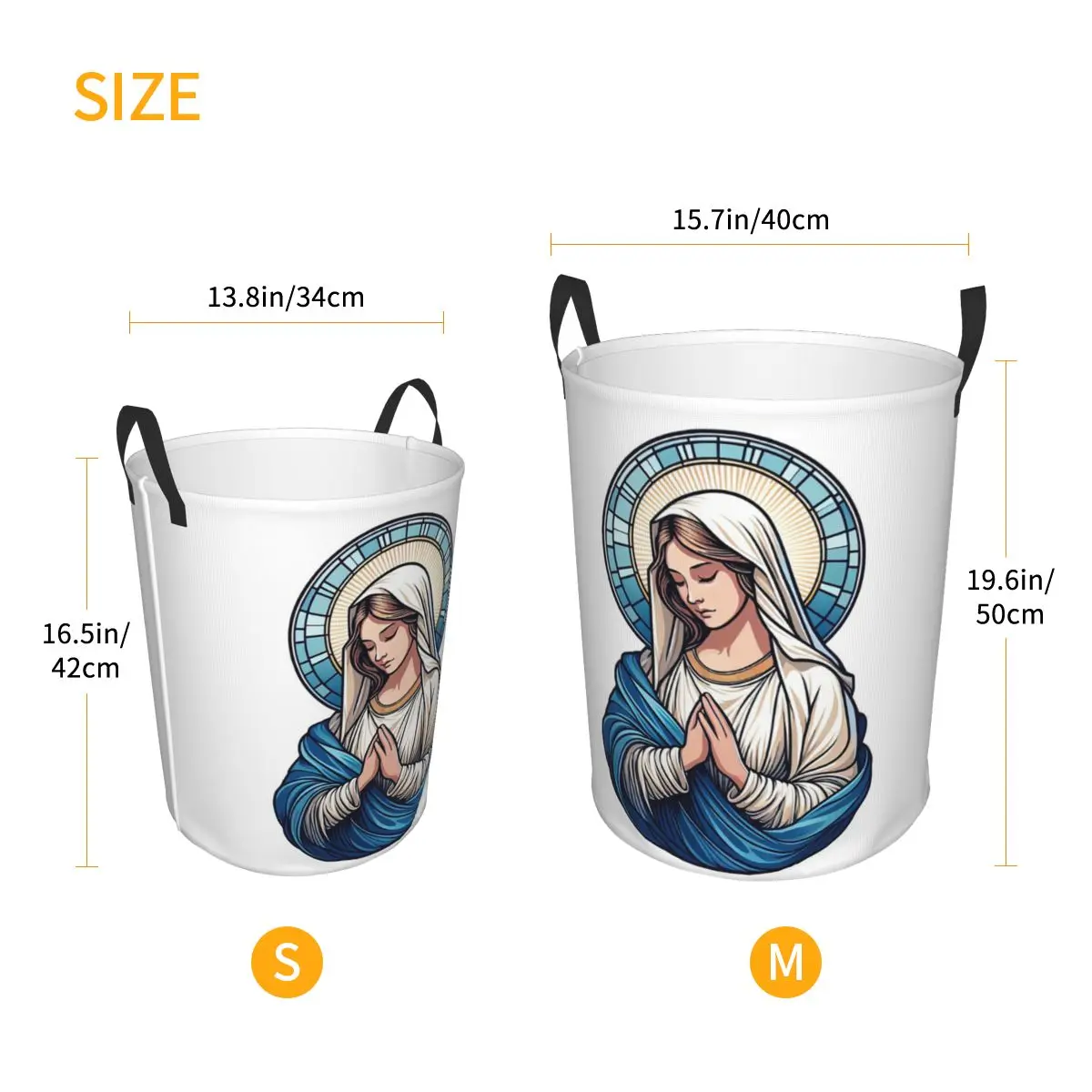 Virgin Mary Pray For Us Catholic Foldable Laundry Baskets Dirty Clothes Home Organizer Large Waterproof Bucket For Home Kids