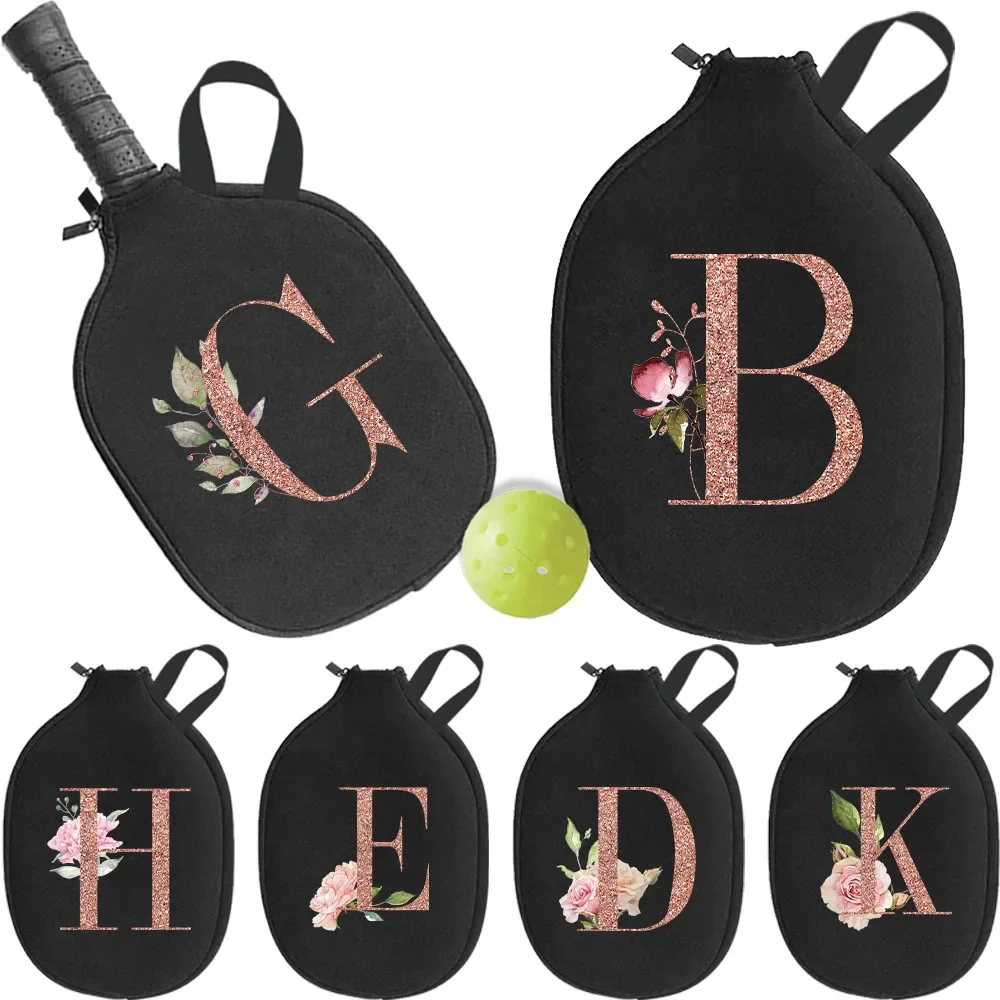 Pick Ball Bag Zippered Racket Organizer Bags Mesh Equipment Handbag Paddle Pouch Protect Rackets rose gold  Printed Series