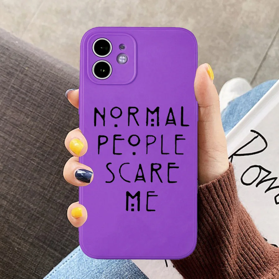 Jamular Normal People Scare Me for Iphone 11 12 13 14 Pro Max X XS XR 6 8 7 Plus SE 11Pro 12ProMax Case Soft Silicone Back Cover