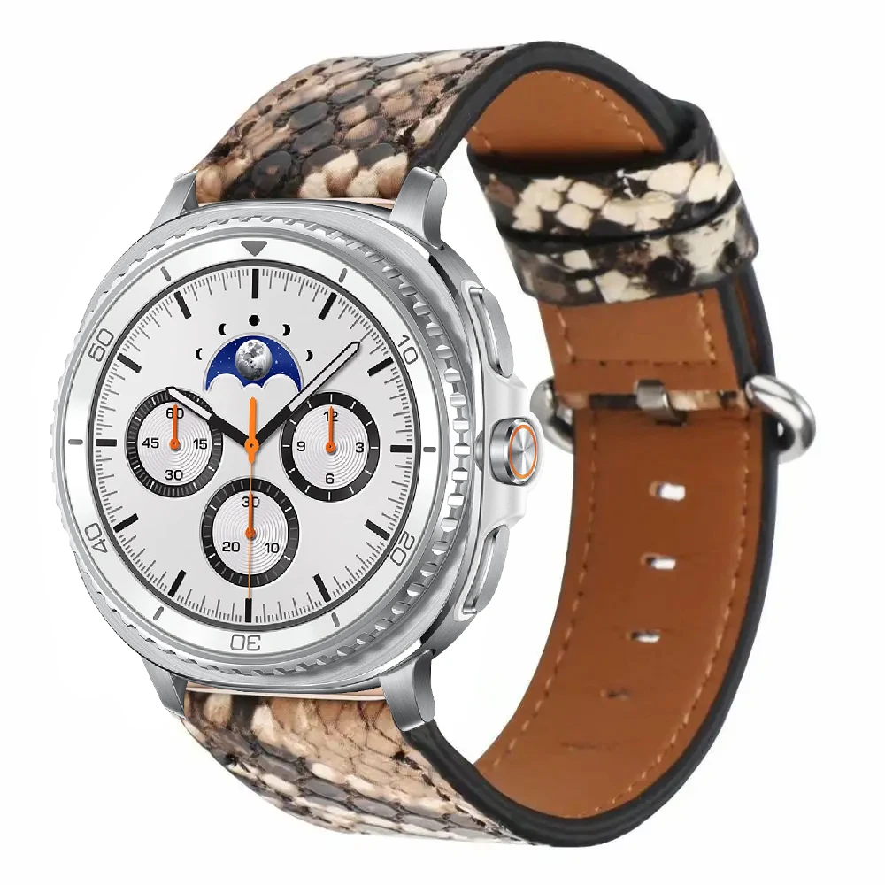 

Strap For Samsung Watch 8Classic 46mm Snake Pattern Genuine Leather Wristband Galaxy Watch 8 40 44mm Bracelet Watch 7/8 Ultra