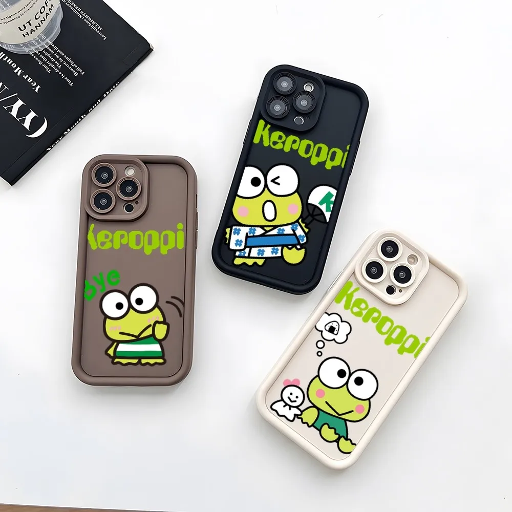 K-KeroppiS Cute Phone Case Soft Silicone For IPhone 15 14 13 12 Mini 11 Pro Max X 7 8 Plus Camera Lens Protection Cover