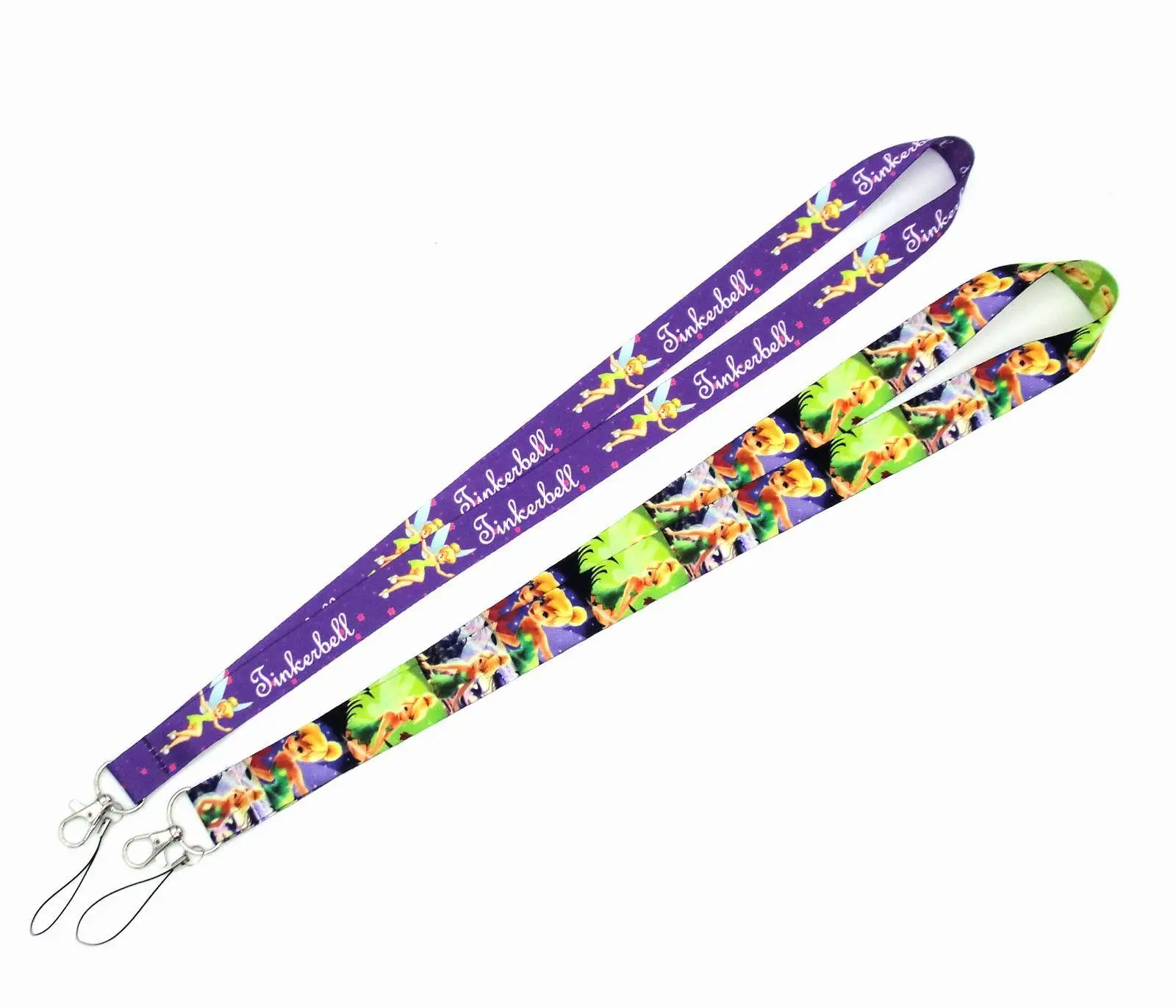 Disney Tinkerbell Creative Painting Art Key Chain Cartoon Lanyard Neck Strap For Phone Keys ID Card Cartoon Lanyards For Kids