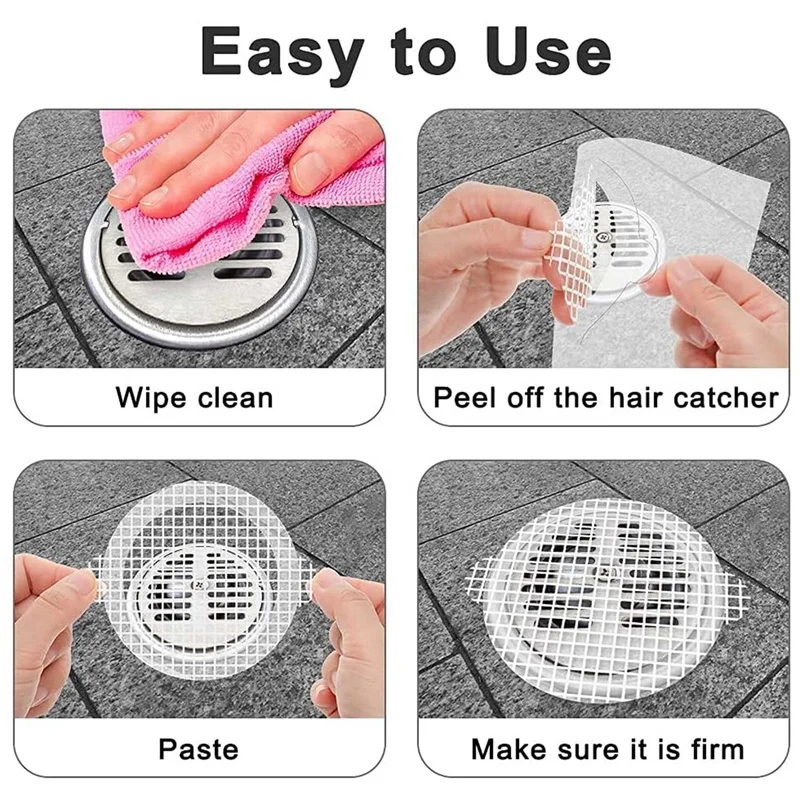 Disposable Shower Drain Hair Catcher Shower Drain Dog Hair Catcher Cover For Showers & Bathtubs Mesh Stickers