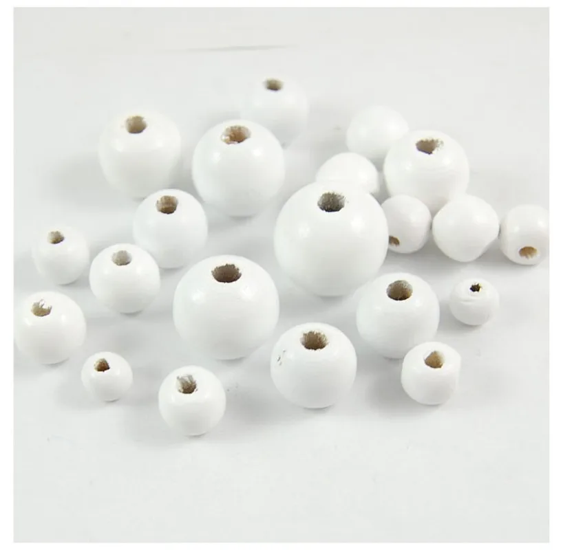 10/12/14/16/18/20/25mm White Round Wooden Beads Spacer Beads Eco-friendly DIY Custom Crafts Bracelet Jewelry Accessorie